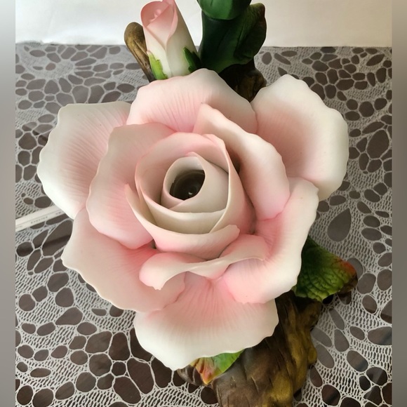 VINTAGE ROSE PINK ON A BRANCH PORCELAIN LIGHTED PERFECT GIFT FOR MOTHERS DAY,c54 - Picture 9 of 9